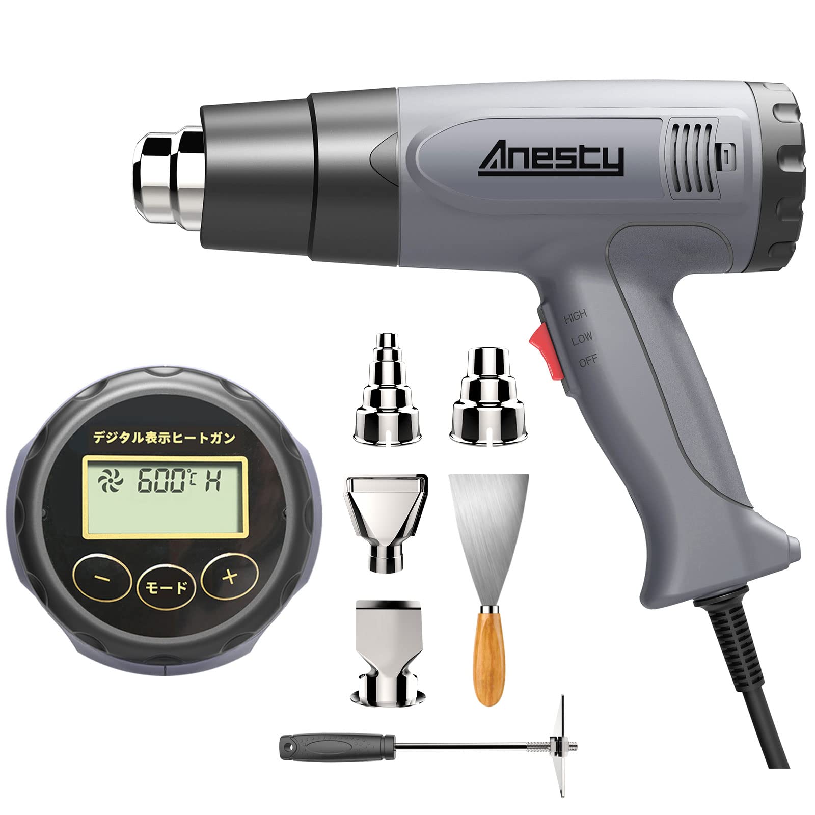 Anesty Heat LCD Температура Нагрев Нагрев Нагрев Охлаждение Воздухом 2 Настройки Скорости Ветра Пистолет, Регулируемый, Инструмент, Пистолет, Пистолет, Функция, 50-600°C,